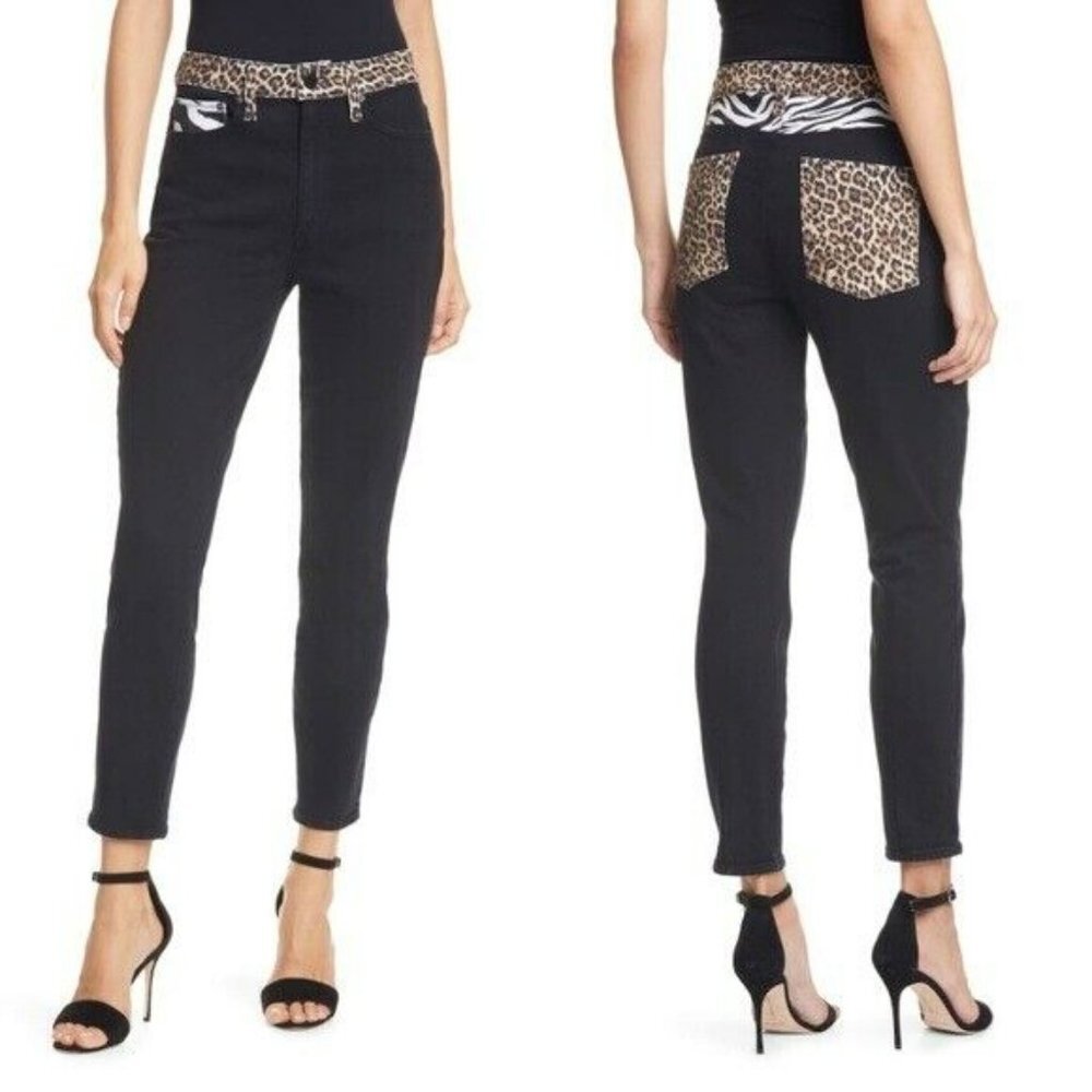 Nwt New $330 Alice + Olivia High Rise Skinny Queen Of The Night Jeans Size 28